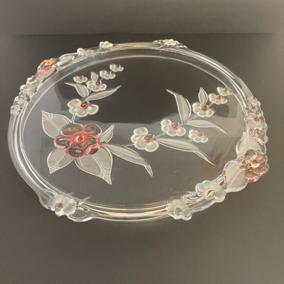 Cake Plate – Vintage Mikasa Toska Crystal Walther-Glass Cherry Blossom, 14.25" - Picture 2 of 3